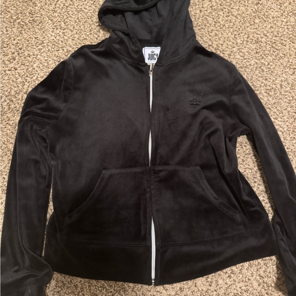 Juicy Couture Charcoal Velour Zip-Up Hoodie